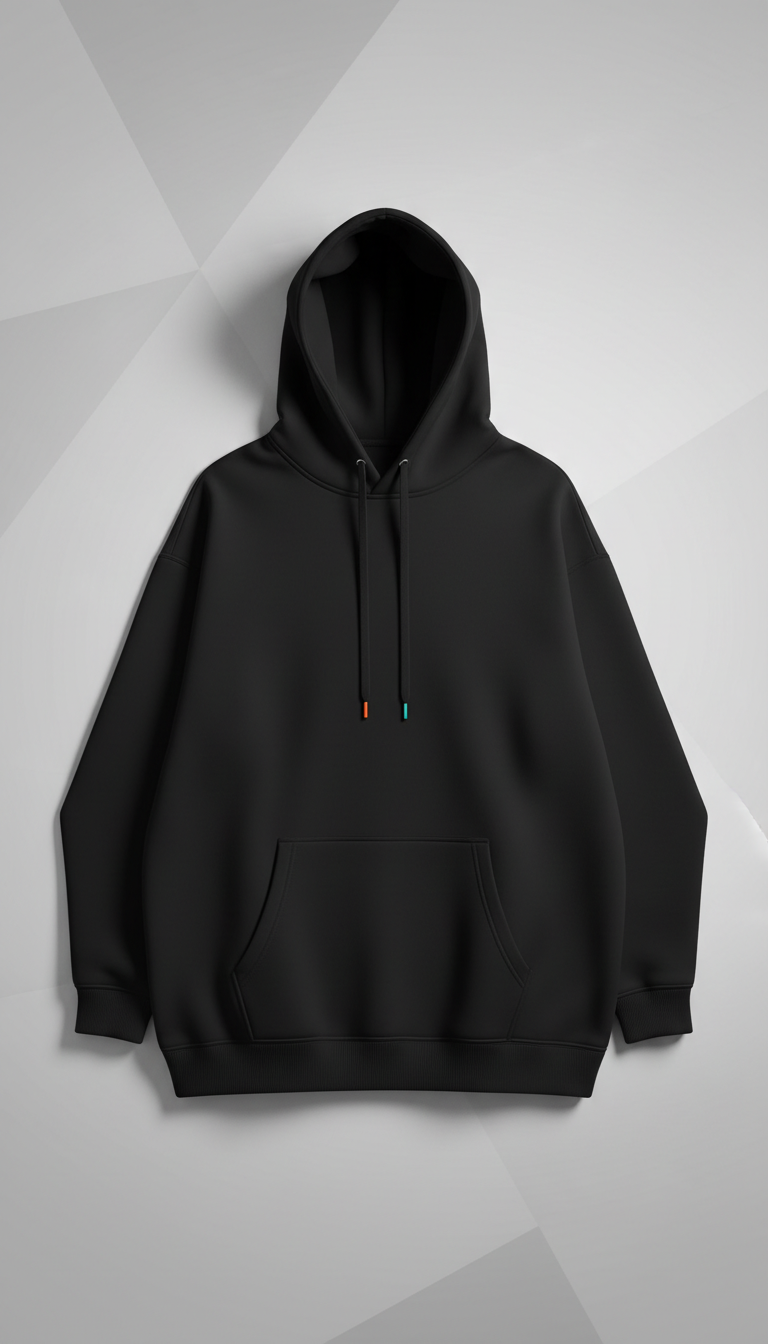 Großer Oversized Hoodie in Tarmac Black von wideopenthrottle.at, bequeme Passform, kuscheliges Material, schwarzer Hoodie, lässiger Stil