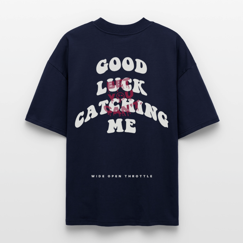 Good Luck Catching Me Oversize T-Shirt - Navy