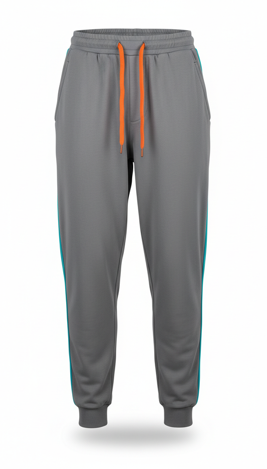 Bequeme Relaxed Track Pants in Stahlgrau von wideopenthrottle.at, mit elastischem Bund und lockerer Passform.