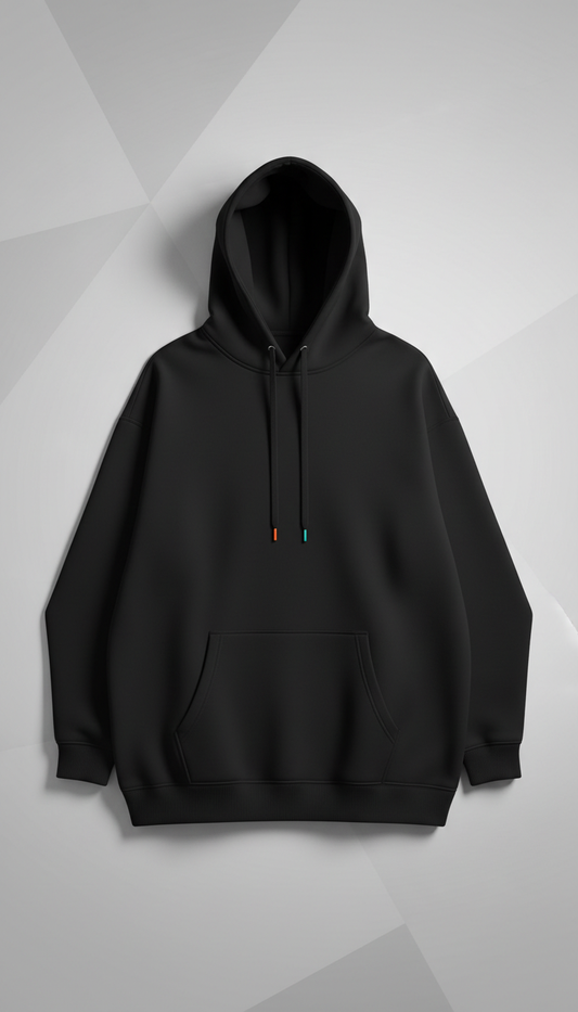 Großer Oversized Hoodie in Tarmac Black von wideopenthrottle.at, bequeme Passform, kuscheliges Material, schwarzer Hoodie, lässiger Stil